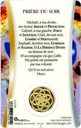 Médaille sur carte Prière du Soir 1