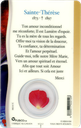 Médaille sur carte Sainte-Thérèse 1