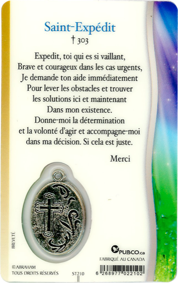 Médaille sur carte Saint-Expédit 1