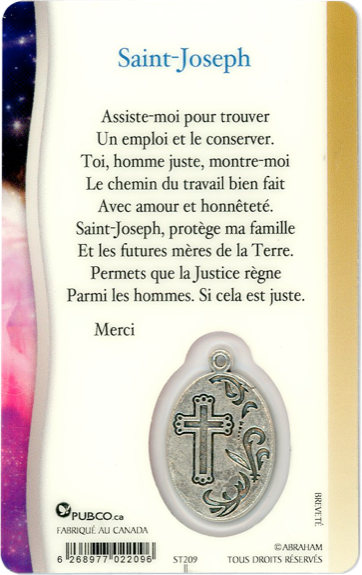 Médaille sur carte Saint-Joseph 1