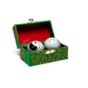Boules de santé Qi Gong Yin et Yang marbré vert 0