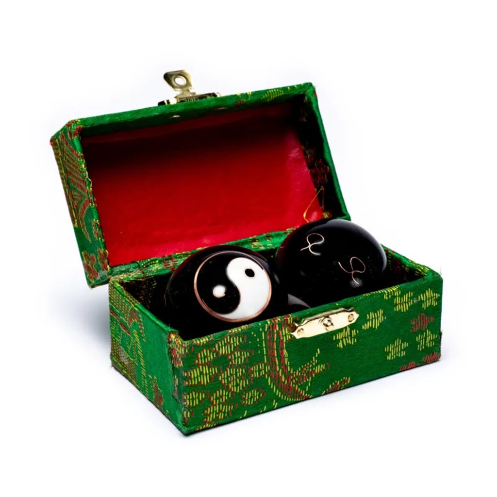 Boules de santé Qi Gong Yin et Yang noir 0