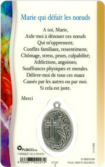 Médaille sur carte Marie qui défait les Noeuds 1