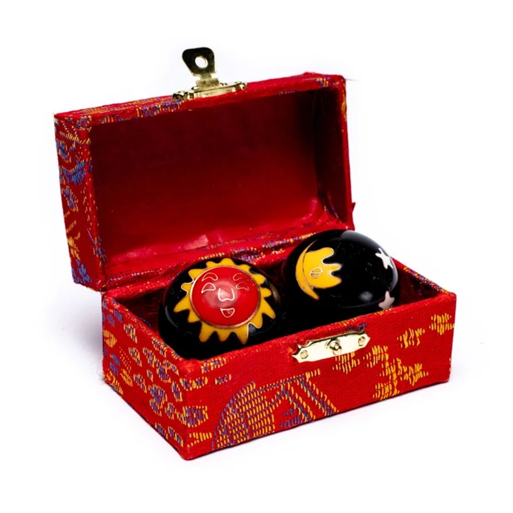 Boules santé Qi Gong Soleil lune jaune rouge noir 0