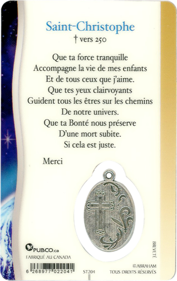 Médaille sur carte Saint-Christophe 1