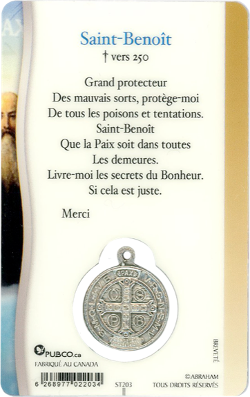 Médaille sur carte Saint-Benoît 1