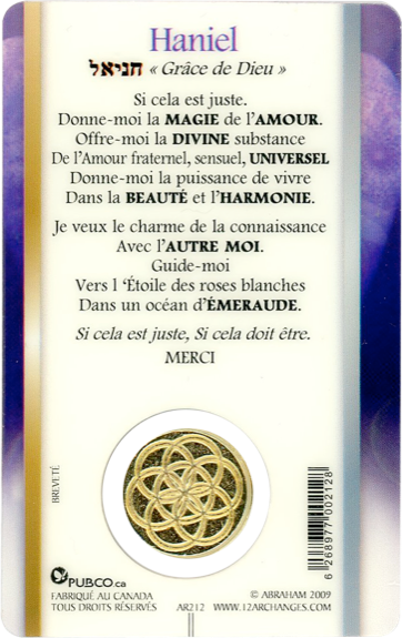 Médaille sur carte Archange Haniel 1