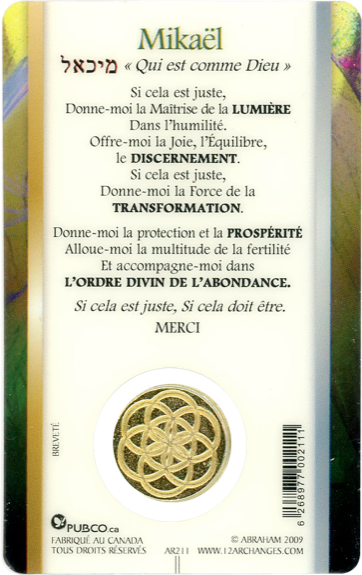 Médaille sur carte Archange Mikaël 1