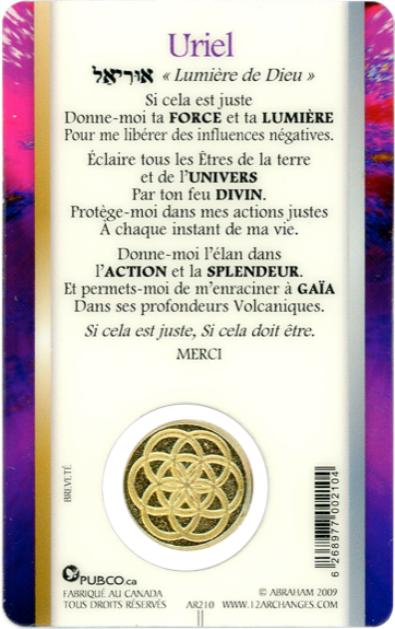 Médaille sur carte Archange Uriel 1