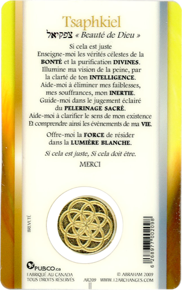 Médaille sur carte Archange Tsaphkiel 1