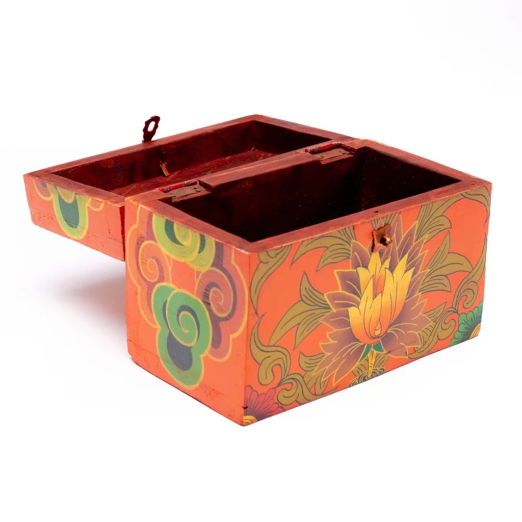 Coffret Tibétain fleuri - peint à la main 0