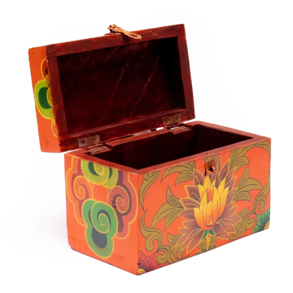 Coffret Tibétain fleuri - peint à la main 1