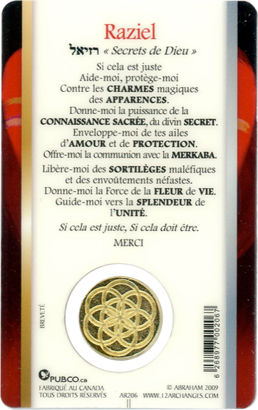 Médaille sur carte Archange Raziel 1