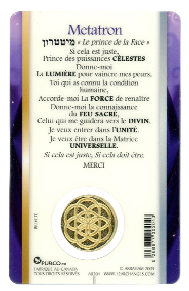 Médaille sur carte Archange Métatron 1