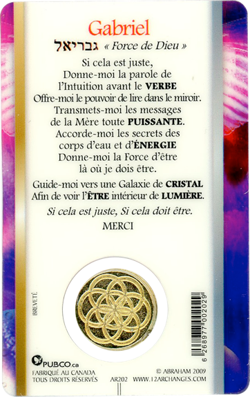 Médaille sur carte Archange Gabriel 1