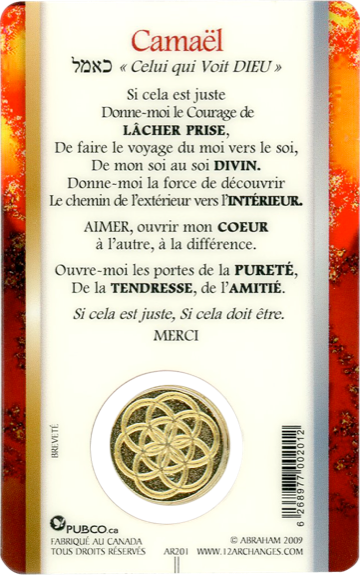 Médaille sur carte Archange Camaël 1