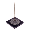 Brûle encens en pierre à savon noire Mandala 0