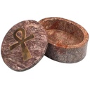 Boite symbole Ankh ovale en pierre à savon 0