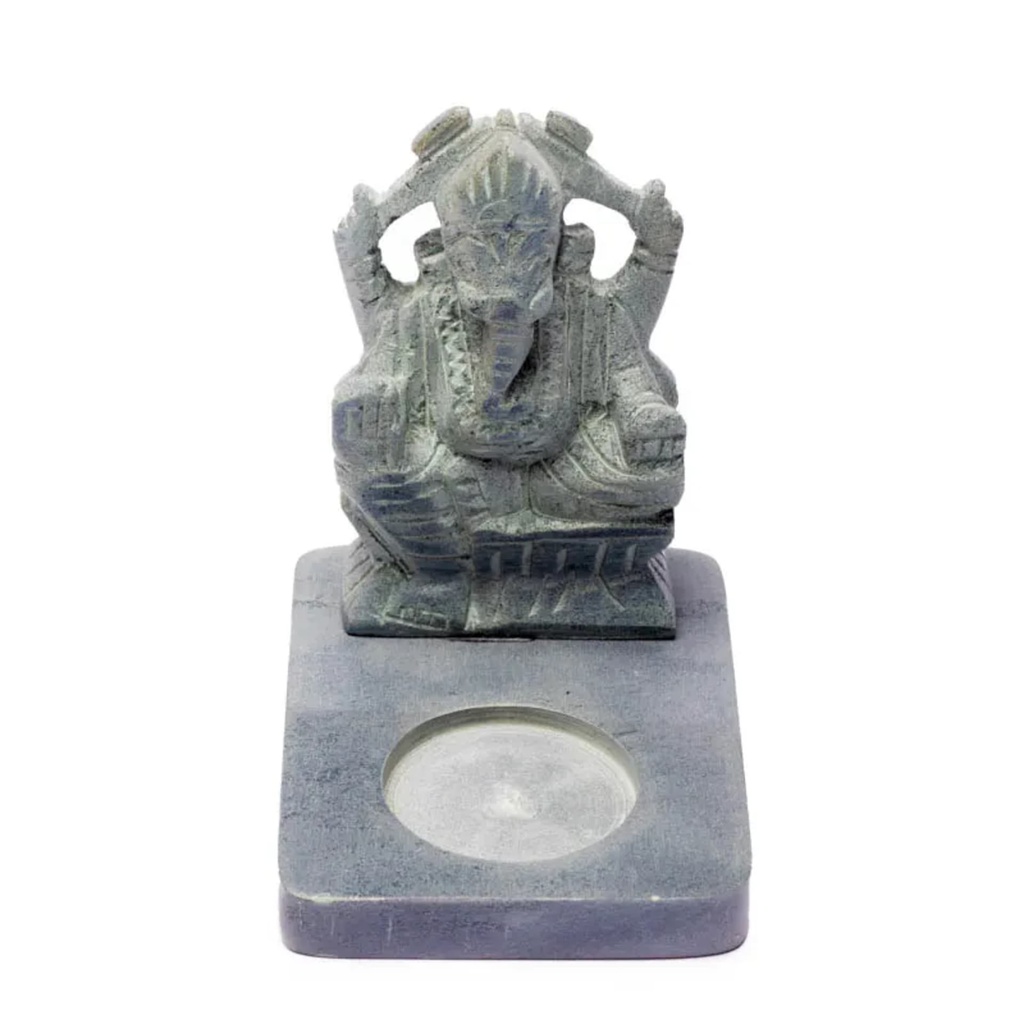 Bougeoir en pierre Ollaire grise Ganesh 0