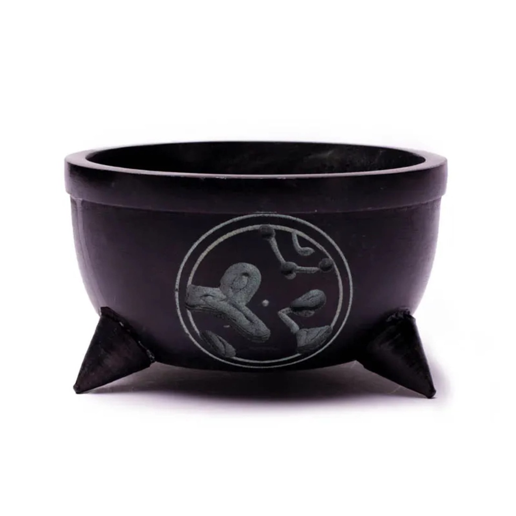 Bol encens Om pierre à savon noire + pierres 0