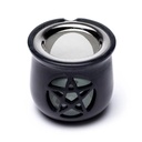Brûle encens Pentacle en pierre à savon noir 1