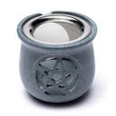 Brûle encens Pentacle en pierre à savon gris 1