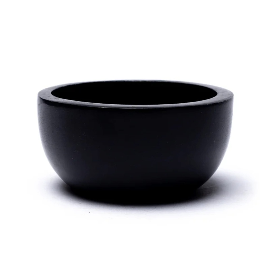Bol encens pierre Ollaire noire + pierres blanches 1