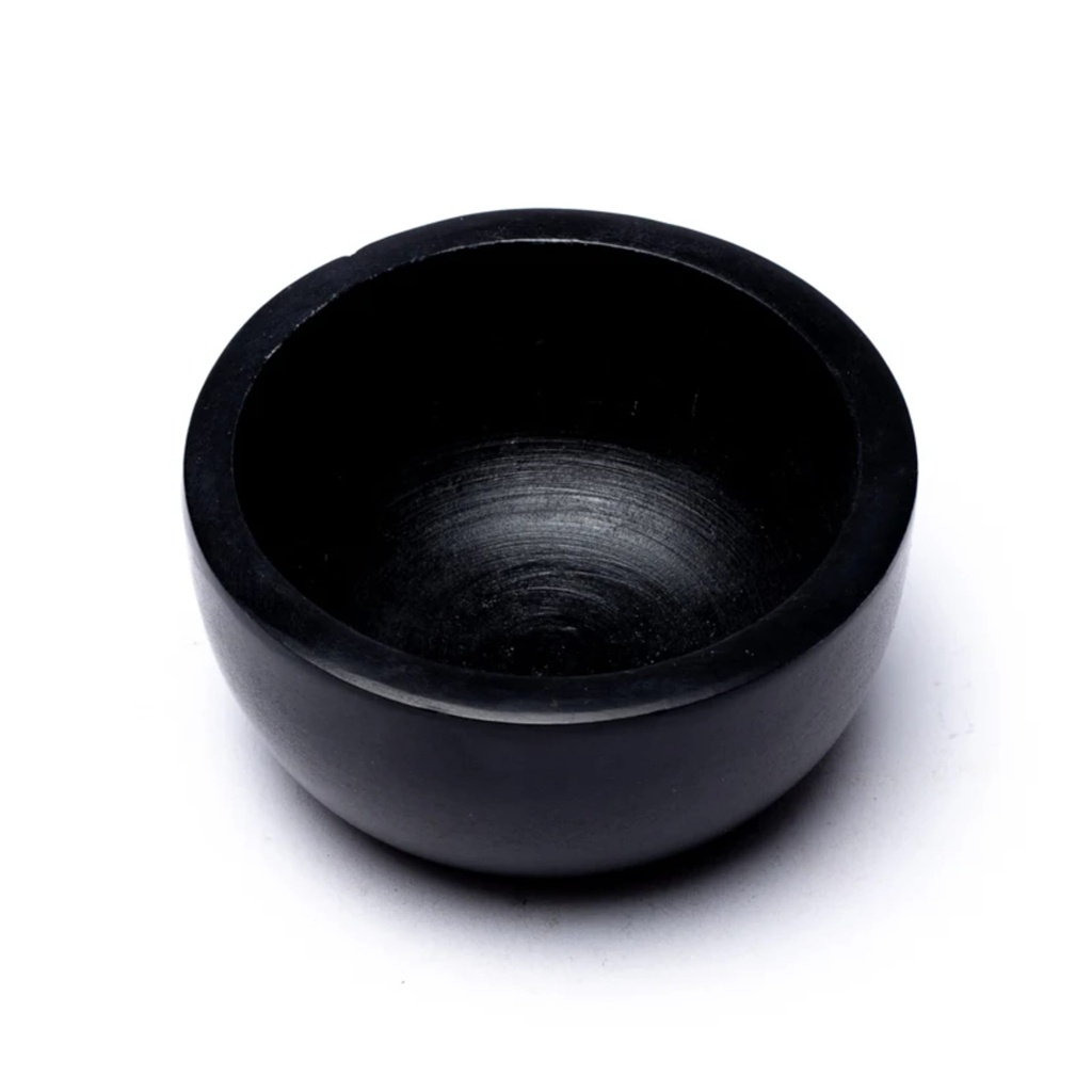 Bol encens pierre Ollaire noire + pierres blanches 2