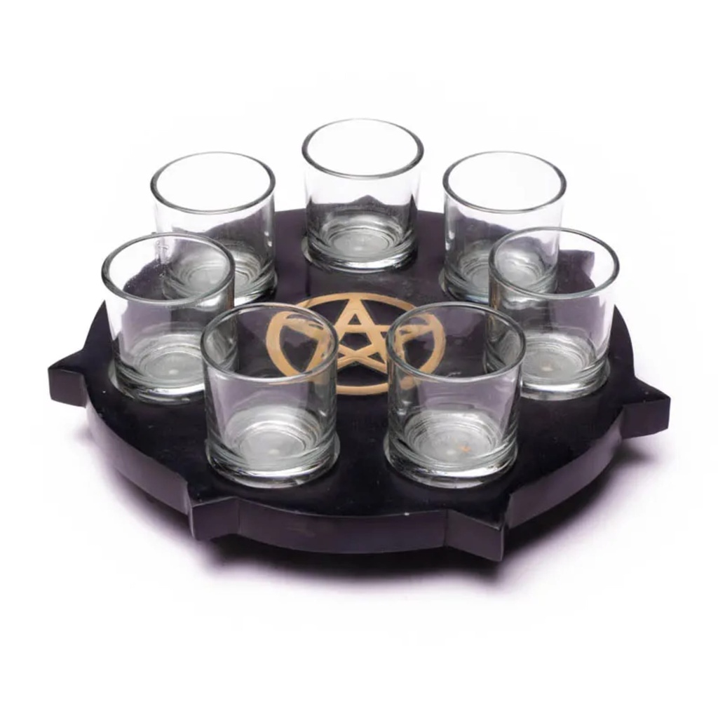 Bougeoir Divinité en pierre Ollaire Pentacle 0