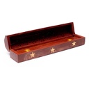 Boîte brûle encens en bois sculpté + étoiles 0