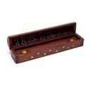 Boîte brûle encens en bois sculpté fleurs 0