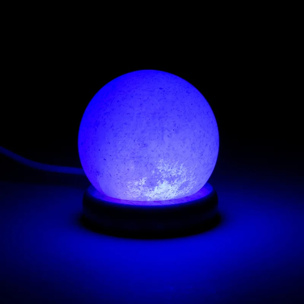 Mini lampe sphère sel blanche USB + LED 0