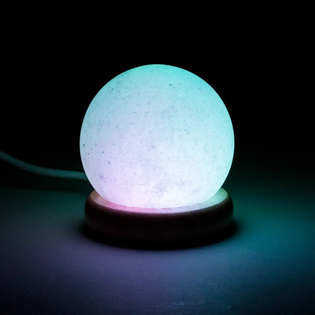 Mini lampe sphère sel blanche USB + LED 2