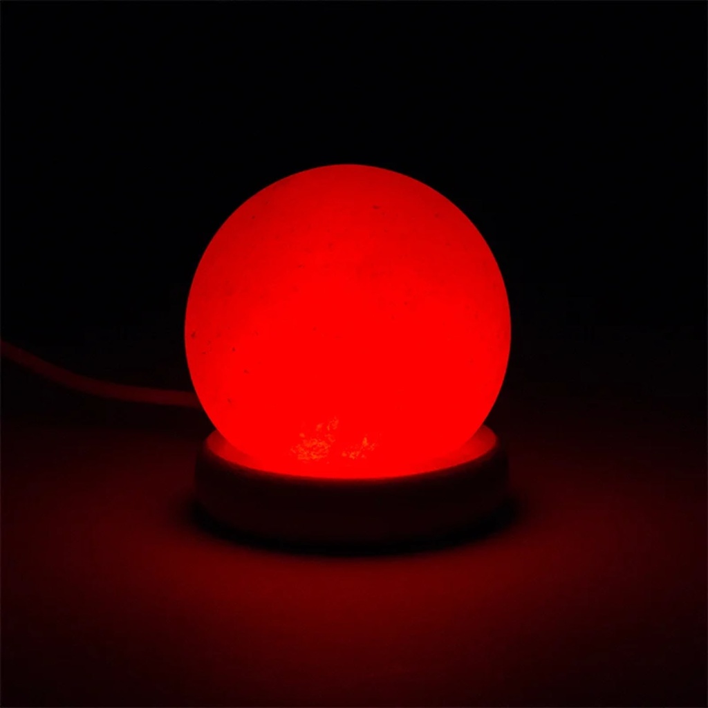 Mini lampe sphère sel blanche USB + LED 3