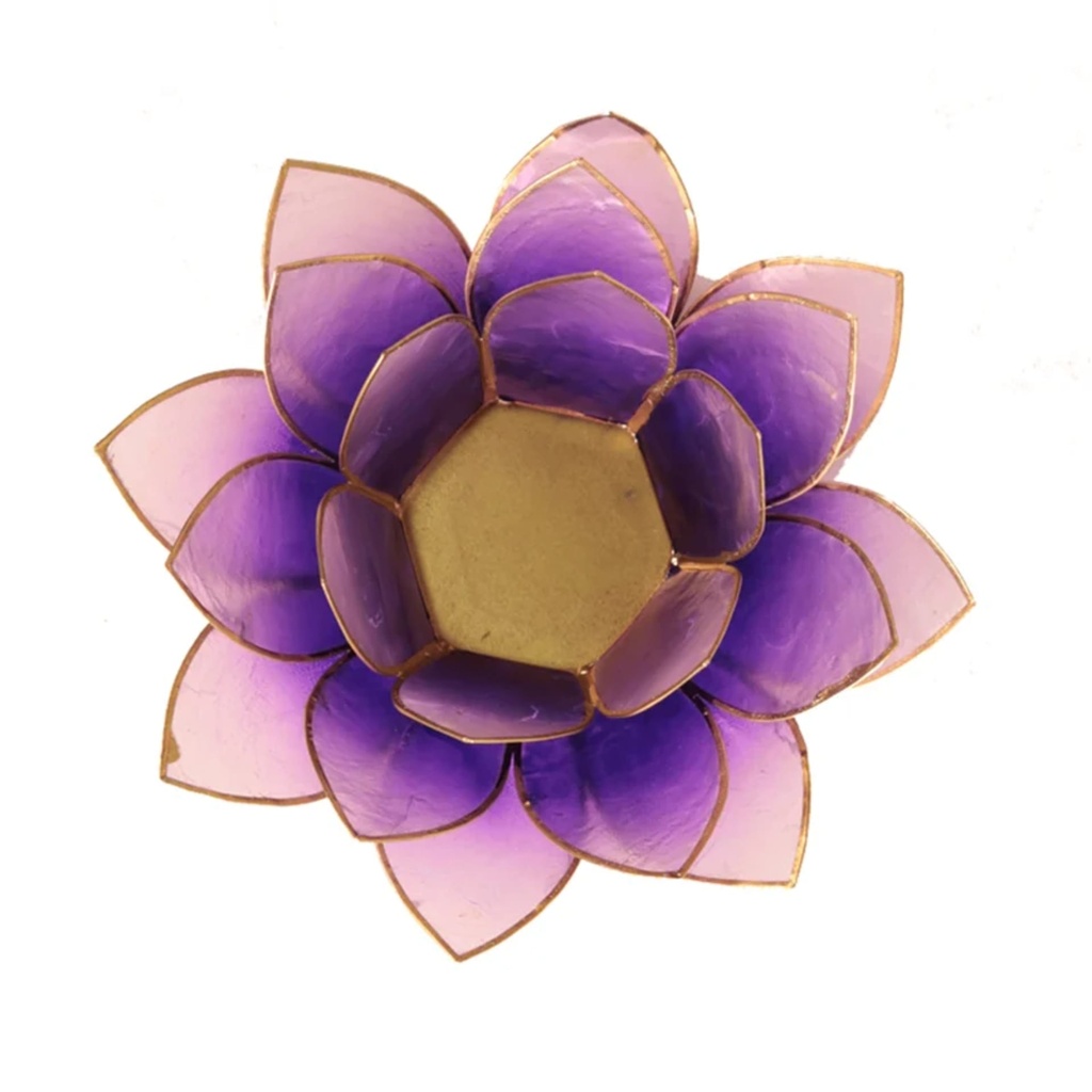 Eclairage d’ambiance Lotus violet bords or 1