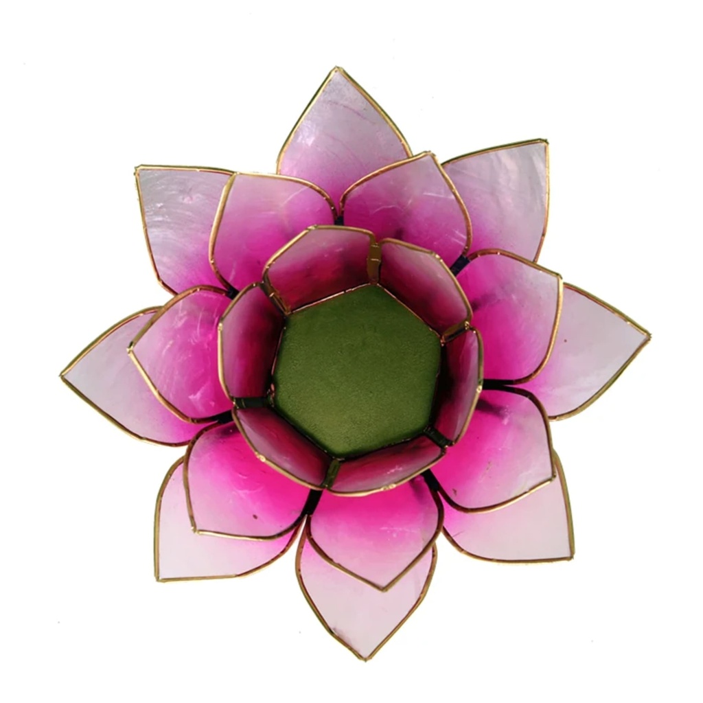 Eclairage d’ambiance Lotus rose bords or 1