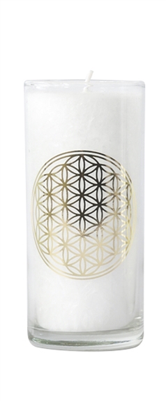 Bougie en Cire végétale Blanche Fleur de vie 1