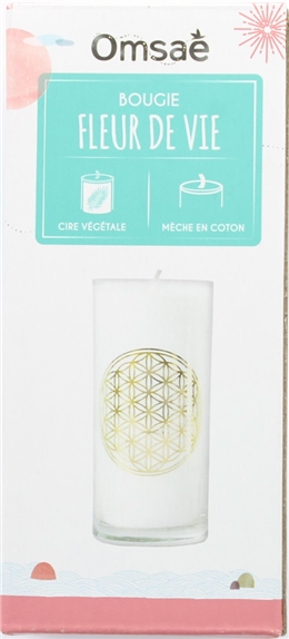 Bougie en Cire végétale Blanche Fleur de vie 2
