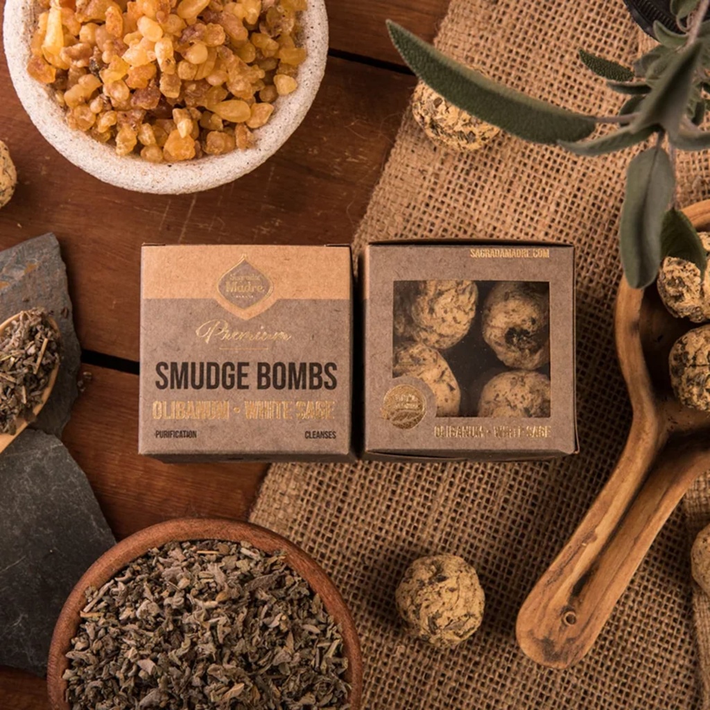 Sagrada Madre bombe Smudge Premium Oliban & Sauge blanche 1