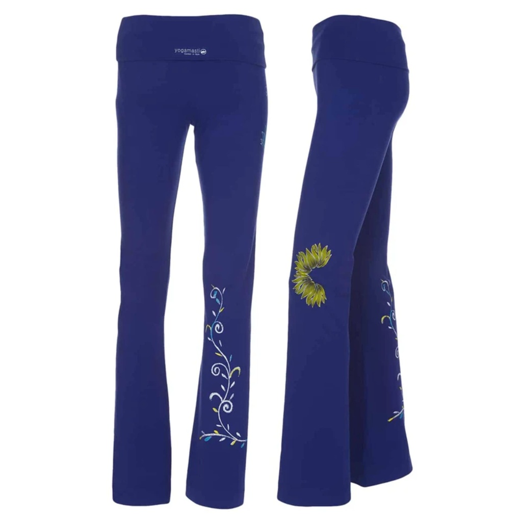 Pantalons Yoga Lotus peints à la main coton bleu/violet M 2