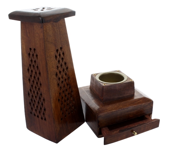 Tour porte encens en bois avec réserve 2