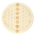 Socle de rechargement en bois Fleur de Vie et Chakras gravés 30 cm 2
