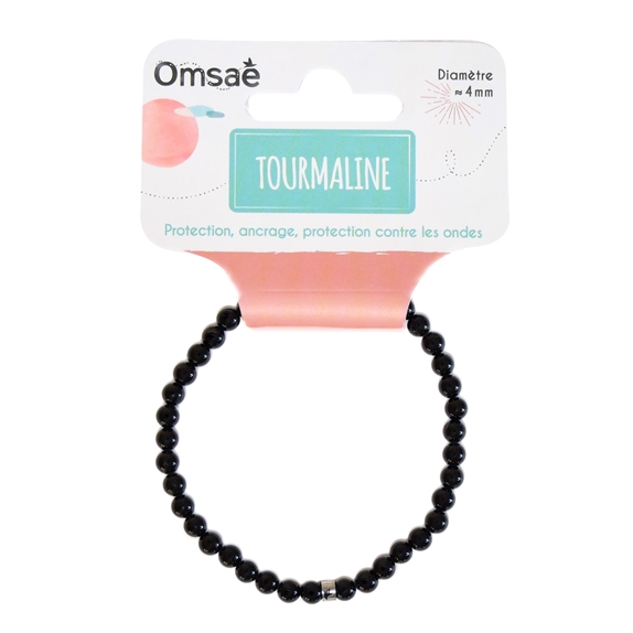 Bracelet Tourmaline Noire Perles rondes 4 mm 8