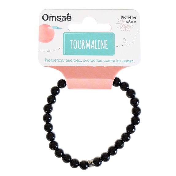 Bracelet Tourmaline Noire Perles rondes 6 mm 8