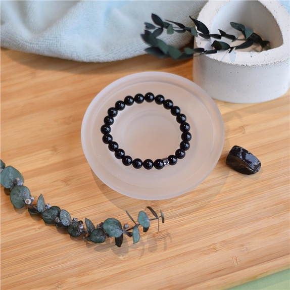 Bracelet Tourmaline Noire Perles rondes 8 mm 5