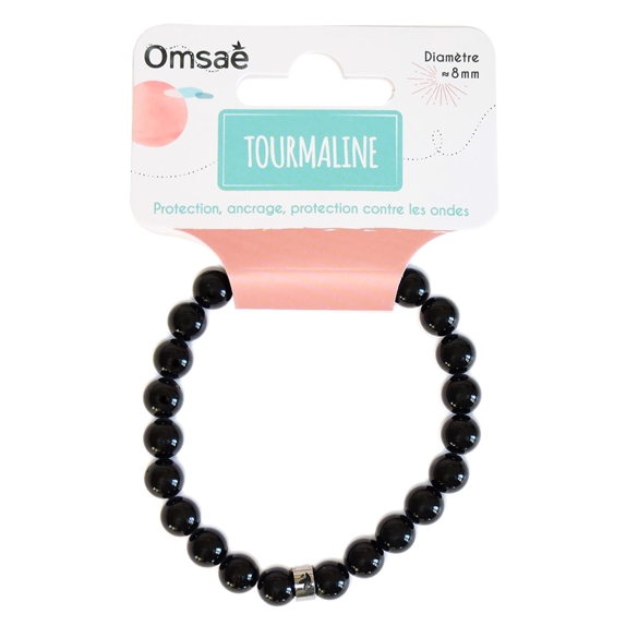 Bracelet Tourmaline Noire Perles rondes 8 mm 8