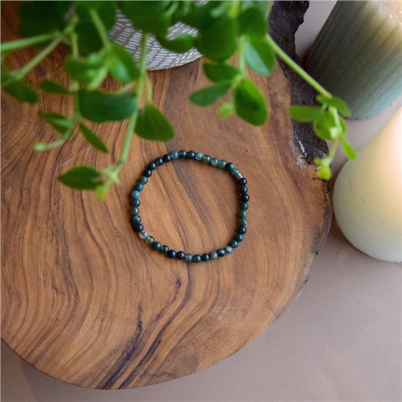 Bracelet Agate Mousse Perles rondes 4 mm 5