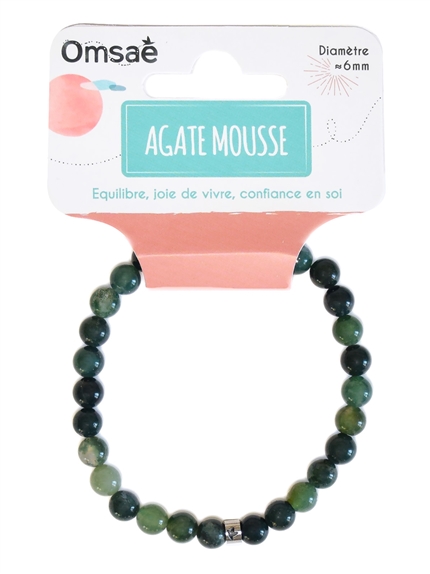 Bracelet Agate Mousse Perles rondes 6 mm 4