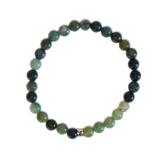 Bracelet Agate Mousse Perles rondes 6 mm 6
