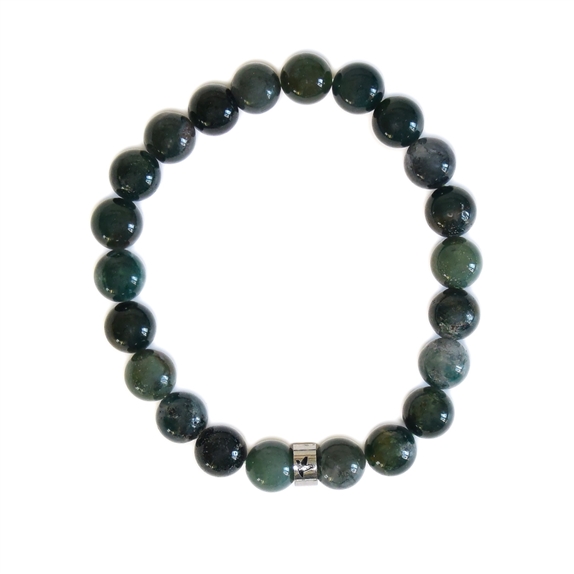 Bracelet Agate Mousse Perles rondes 8 mm 6